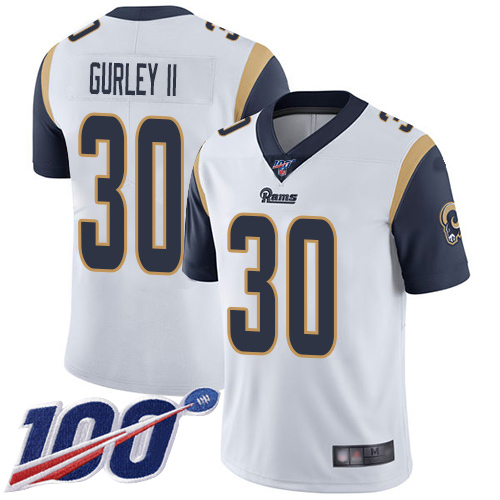Los Angeles Rams Limited White Men Todd Gurley Road Jersey NFL Football 30 100th Season Vapor Untouchable